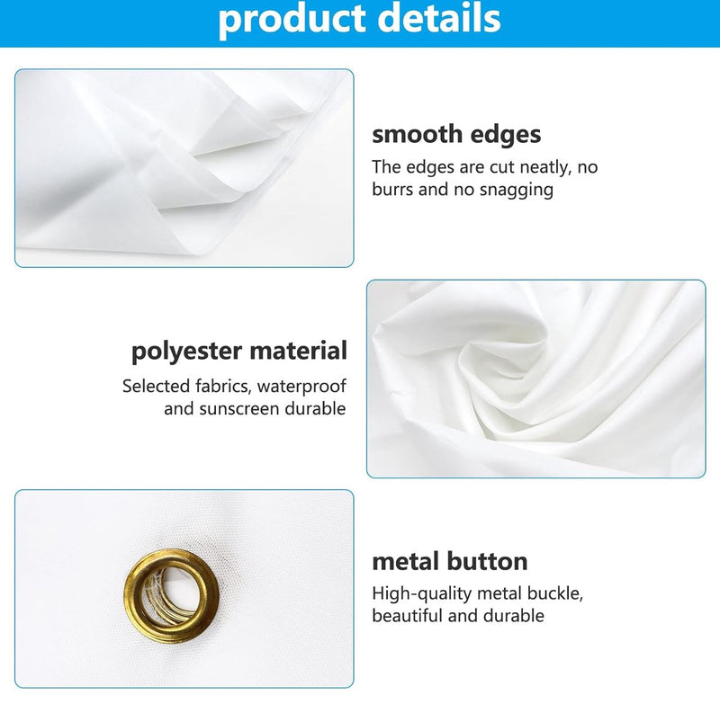 Set van 2 grote blanco banners, witte banners, zelf vormgeven, gepersonaliseerd, blanco lang met oogjes voor verjaardag jeugdwijding, polyester feestbanner met 10 m hangend touw voor feestfeesten, 180