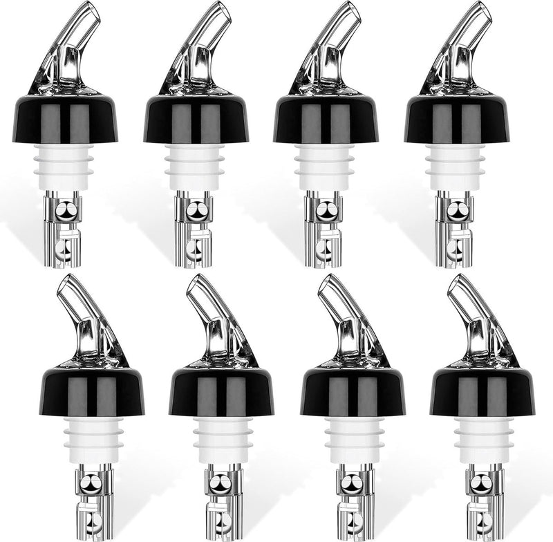 Flessenschenker, 8 stuks, 2 cl, doseerhulp, schenktuit voor flessen met stopfunctie, beschermdeksel, portioneerder, drankdispenser, sterke drank, doseerder, dispenser voor wijn, cocktail,