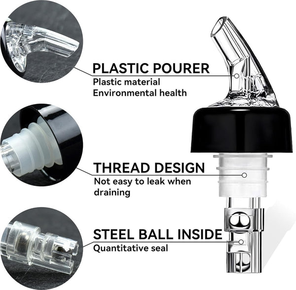 Flessenschenker, 8 stuks, 2 cl, doseerhulp, schenktuit voor flessen met stopfunctie, beschermdeksel, portioneerder, drankdispenser, sterke drank, doseerder, dispenser voor wijn, cocktail,