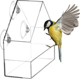 Transparante raamvoederbak voor vogels, transparante vogelvoederbak voor wilde vogels, vinken, kardinalen, 15 x 6,5 x 15 cm