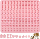 Bakmat, hondenkoekjes, siliconen bakmat, hondenlekkernij, 5 vormen in 1, BPA-vrije bakonderlegger, bakvorm voor doe-het-zelf hondenkoekjes en lekkernijen (130 rasters, halve bol, vissen, botten, ster,