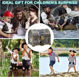 Afsluitbare schatkist voor kinderverjaardag, schatkist bruiloft met slot, kunststof piraten, schatkist, klein, bewaren en decor, schatkist piraat, schatfeest (1)