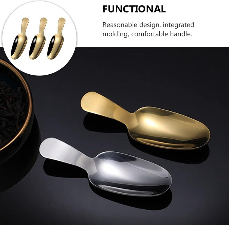 3 stuks gouden roestvrij stalen lepels, gouden dessertlepel, theelepel, theelepel, theelepel, theelepel, theelepel, meelschep, mini-schep, Kerstmis, kinderen, slabestek voor specerijen, zout