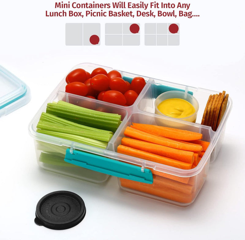Kruidenbekers met deksels, 16 stuks 37 ml saladedressingcontainers voor kleine voedselopslagcontainers Lekvrij herbruikbaar plastic BPA-vrij lunchbox Picknick reizen