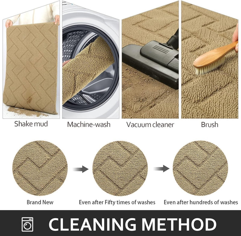 Deurmat, bruin, 90 x 150 cm, voor binnen en buiten, wasbare vloermat, waterdichte deurmat, antislip vuilvanger, tapijt voor ingang, huisdeur, patio, hal, tuin