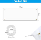 Set van 2 grote blanco banners, witte banners, zelf vormgeven, gepersonaliseerd, blanco lang met oogjes voor verjaardag jeugdwijding, polyester feestbanner met 10 m hangend touw voor feestfeesten, 180