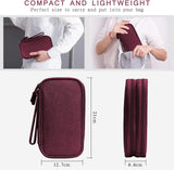 Kabeltas, organizer, kabelorganizer, tas, kabeltas, kleine kabelorganizer, dubbele kabeltas voor elektronische accessoires, USB-powerbank, SD-kaart, oplaadkabel, rood