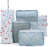 Kledingtassenset, 6 stuks kofferorganizer, reiskubussen, pakzakken voor vakantie en reizen - bloemen