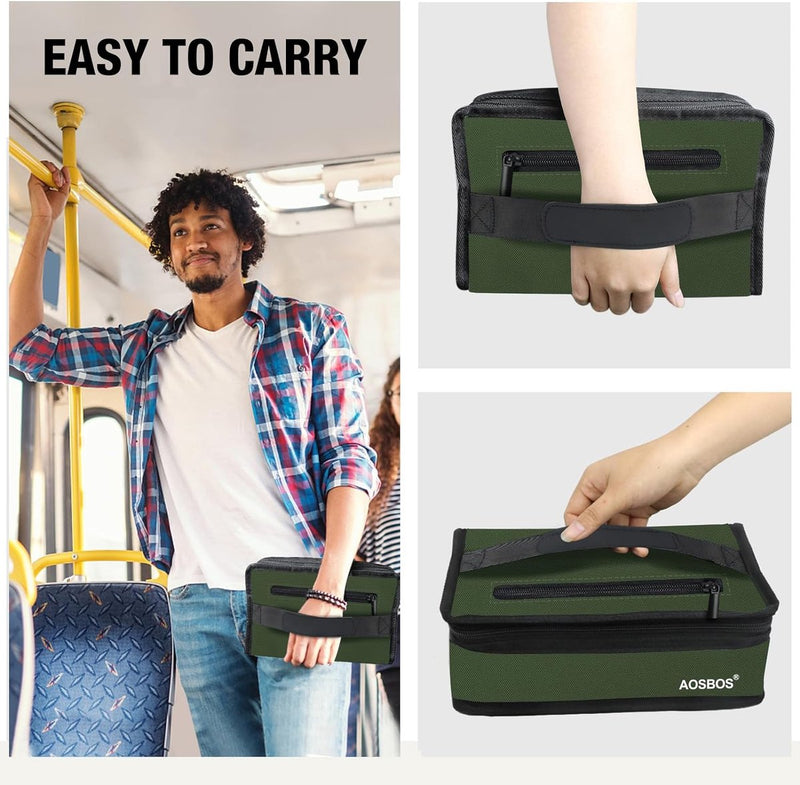 Mini-koeltas voor lunchbox Medicijnkoelbox Kleine lichtgewicht lunchtas Geïsoleerde tas voor lunchbox Lunchtas voor werk School Waterdichte ritssluiting Leger olijf