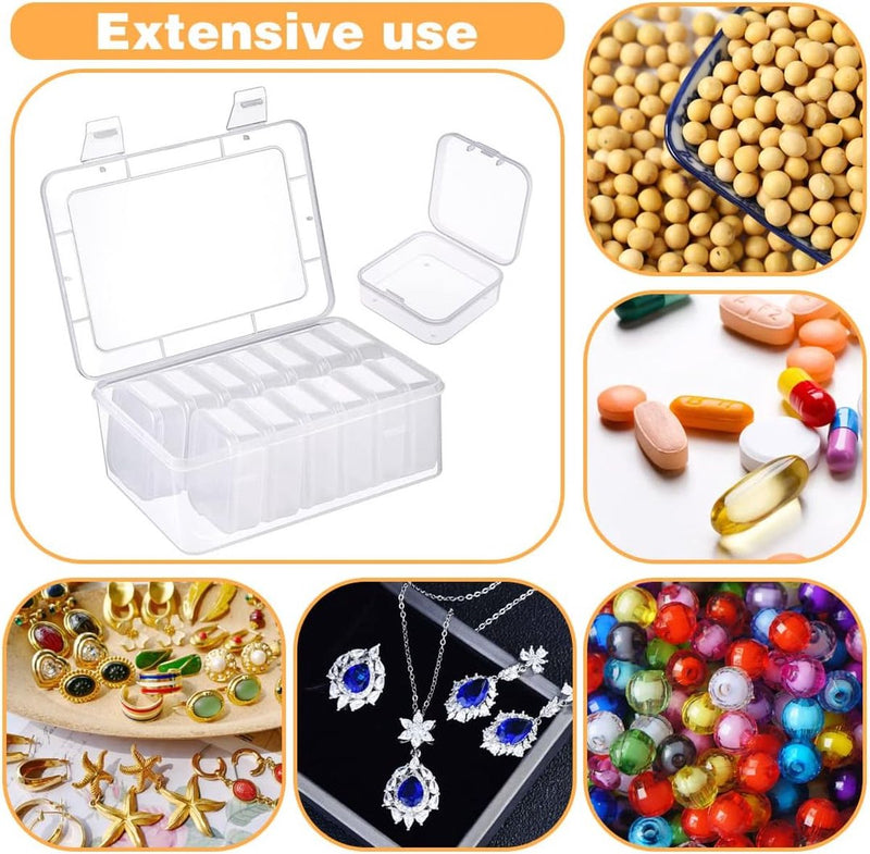 14 stuks opbergdozen met klein deksel, en 1 grote plastic doos met deksel, transparante sorteerdoos voor kralen, sieraden en pillen