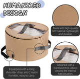 Hoedenorganizer voor dames en heren, ronde opbergdoos, draagbare hoedenhouder van vilt, hoedenhouder met stofdicht deksel, hoedenplank voor kast of reizen (43,5 cm D x 25,5 cm, kaki)