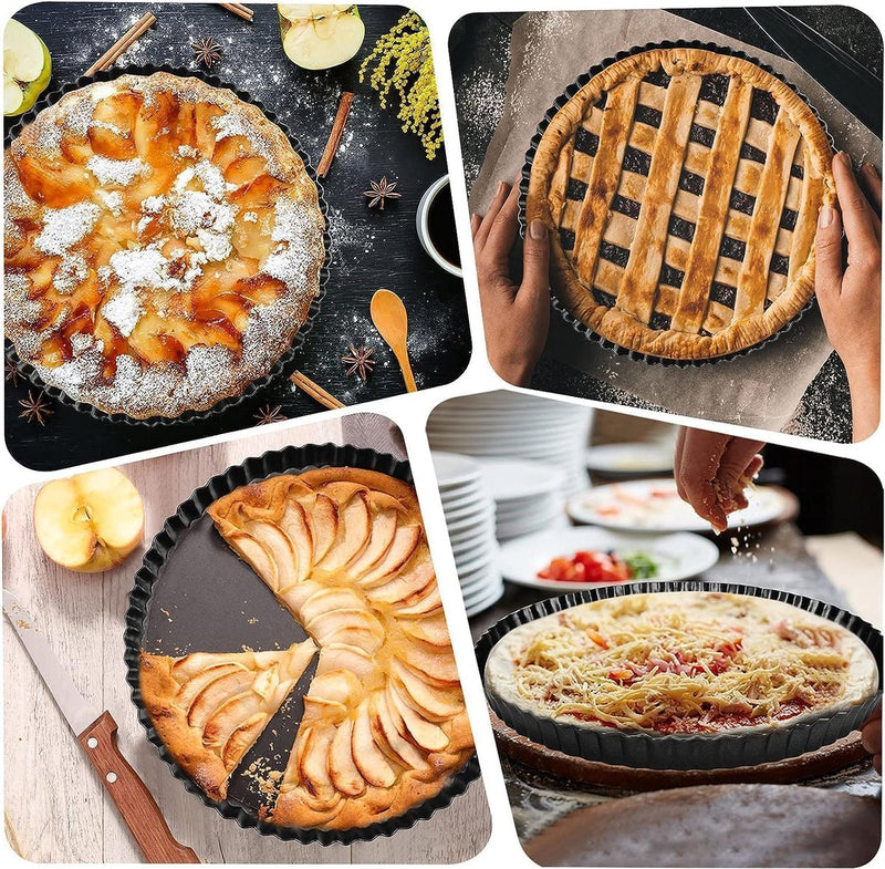 Taartvorm met hefbodem - Quichevorm - Taartbodem - Gegolfde bakvorm voor taarten - Koolstofstaal - Antiaanbaklaag - 26 cm