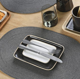 Placemat Placemat Tafellinnen Placemats voor Eetkamer Geweven Ovaal Patroon Grijs Set van 4 Vinyl Voedselveilig 45 x 30 cm Pak van 4