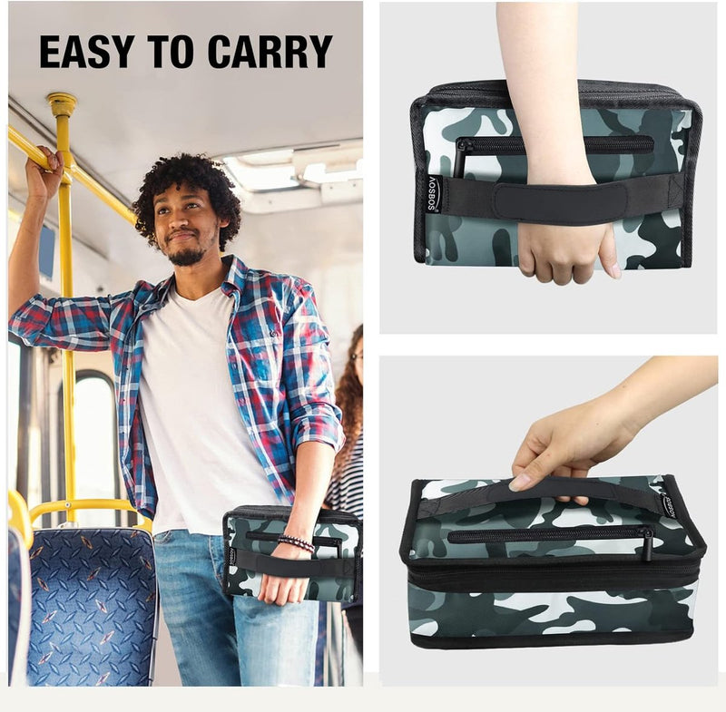 Kleine koeltas voor onderweg, mini-lunchtas, herenkoelboxtas, opvouwbare lunchtas, geïsoleerde tas met ritssluiting, thermische tas voor werk, school, auto, reizen, 3,5L, camouflage