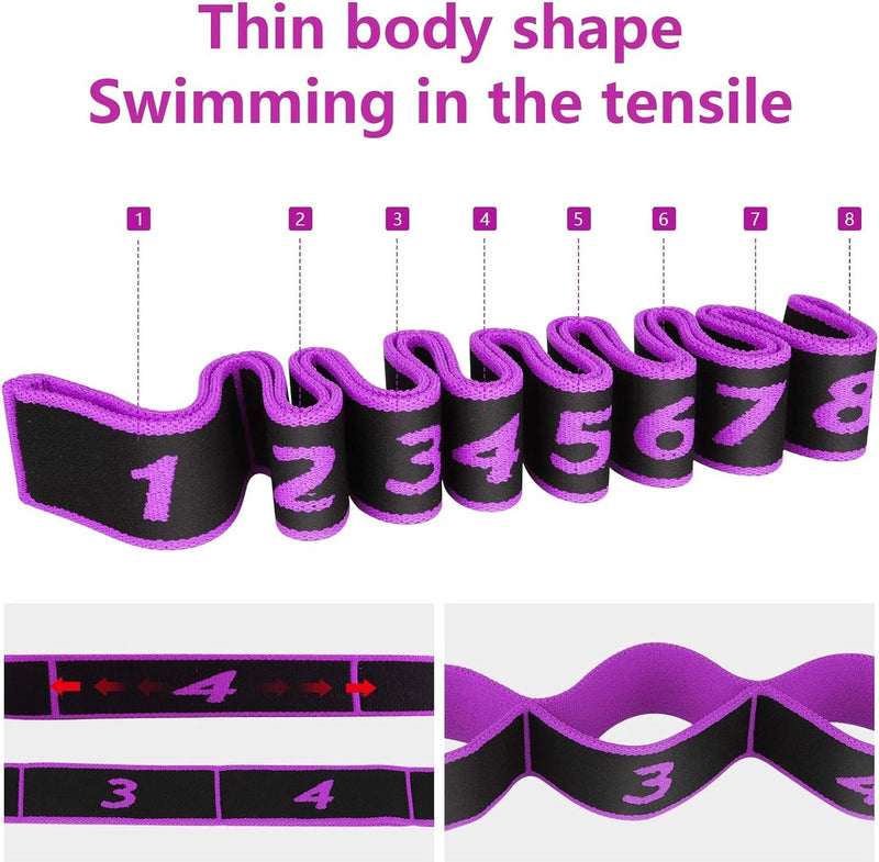 Yoga stretchband, yoga stretchband met 8 lussen yoga stretchband fitness pilates fysiotherapie stretchband voor asana's stretch stretch