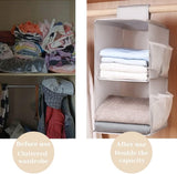 Kast organizer hangend, kastorganizer, kledingkast, 2 vakken, kledingkast, organizer, hangend, met 6 netzijvakken, opvouwbaar, ruimtebesparend opbergsysteem voor kamer, grijs