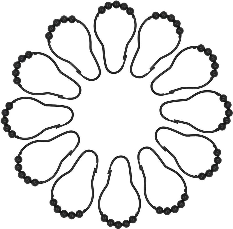 24 stuks douchegordijnhaken roestvrij staal gepolijst chroom douchegordijnringen zwart