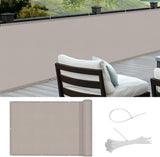 Balkonscherm, inkijkbescherming, balkonomspanningen, PES, waterdicht, weerbestendig, met kabelbinders, 90 x 600 cm, taupe