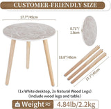 Bijzettafel ronde tafel hout: witte kleine balkonbijzettafels voor de woonkamer met 3 houten poten witte kleine boho buitenbanktafels voor in de tuin 2 stuks, 45 x 45cm