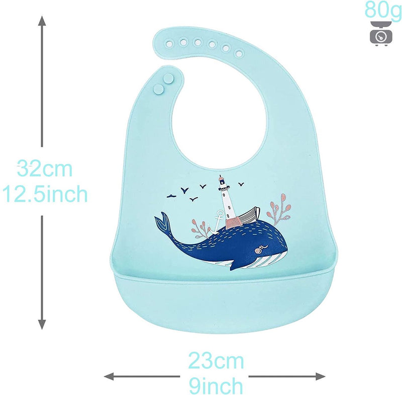 Babyslabbetjes, siliconen, waterdicht, 3 stuks, waterdicht, met 6 verstelbare toetsen, uniseks, om te spenen, BPA-vrij, eenvoudige reiniging, vaatwasmachinebestendig