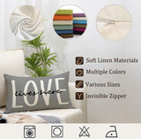 Kussensloop 30 x 50 cm, set van 4 decoratieve kussens, linnen kussenslopen, geometrisch patroon, kussenhoezen voor bank, slaapkamer, bank, grijs