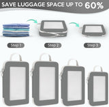 Kofferorganizerset met compressie, 9-delig, packing cubes compressie, reisorganizer voor koffer en rugzak, paktassen voor koffer, kofferorganizer, kledingtassen, verpakkingskubus, grijs