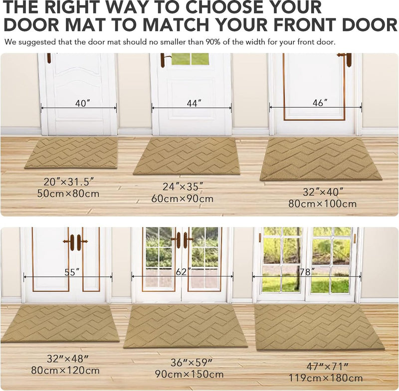 Deurmat, bruin, 90 x 150 cm, voor binnen en buiten, wasbare vloermat, waterdichte deurmat, antislip vuilvanger, tapijt voor ingang, huisdeur, patio, hal, tuin