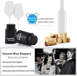Set van 2 flessenstoppers, wijnflesstoppers, champagnestoppers en wijnstoppers, wijnkurken, vers houden voor wijnliefhebbers, kunststof, kegelvormig
