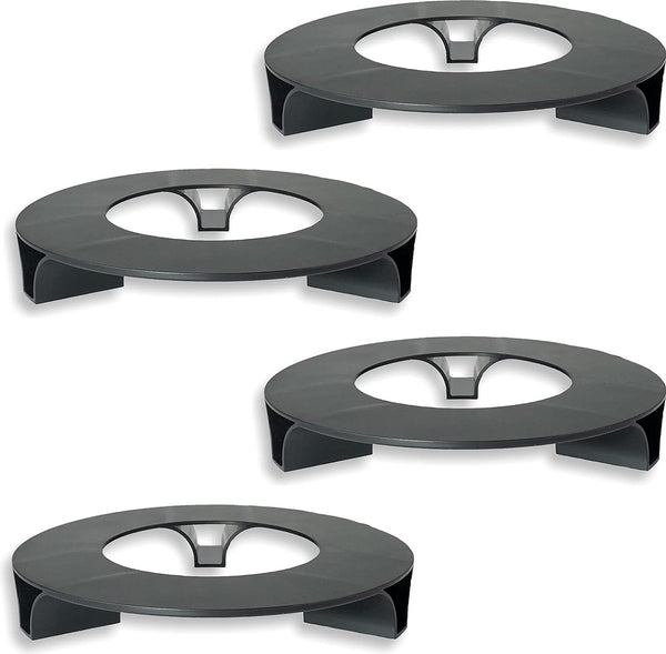 Set van 4 bloempotonderzetters - kleur: zwart - rond - 27 cm diameter - bloempot onderzetter - gerecycled materiaal