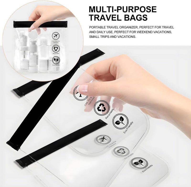 Handbagage, vloeistoffen, toilettas, transparant, waterdichte tas met ritssluiting, vliegtuig, reizen, cosmeticatas, transparant, toilettas voor het vervoer van vloeistoffen (4 stuks), transparant