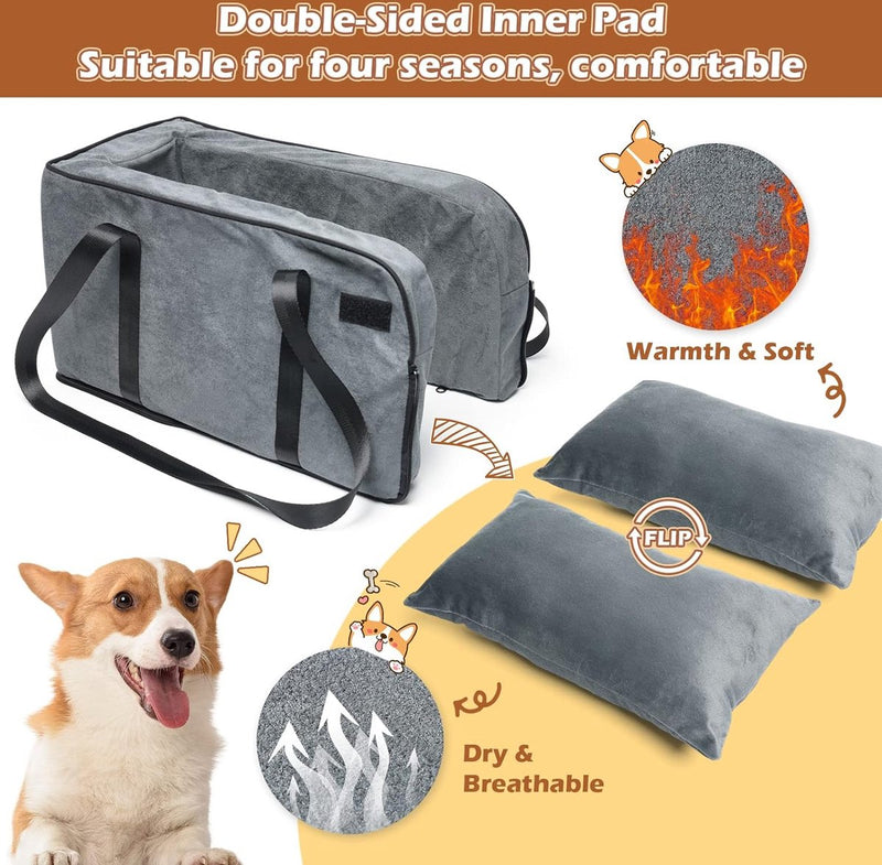 Hondenautostoel voor kleine honden, autostoeltje voor huisdieren, afneembaar en wasbaar, autostoeltje voor kleine huisdieren tot 13,5 lbs, middenconsole, honden en katten