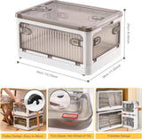 28 liter opslagcontainers met deksels, 2 pakken grote plastic stapelbare speelgoedopslagcontainers Box Organizer, opvouwbare opslagcontainers Bakken met wielen