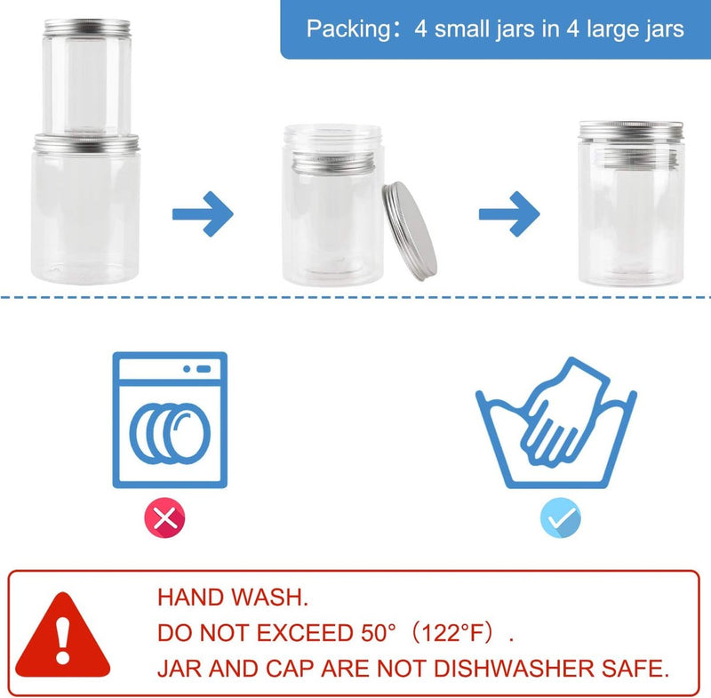 Voedselcontainers, vershoudpotten voor levensmiddelen, 8-delige set, met luchtdichte deksel, van kunststof, BPA-vrij
