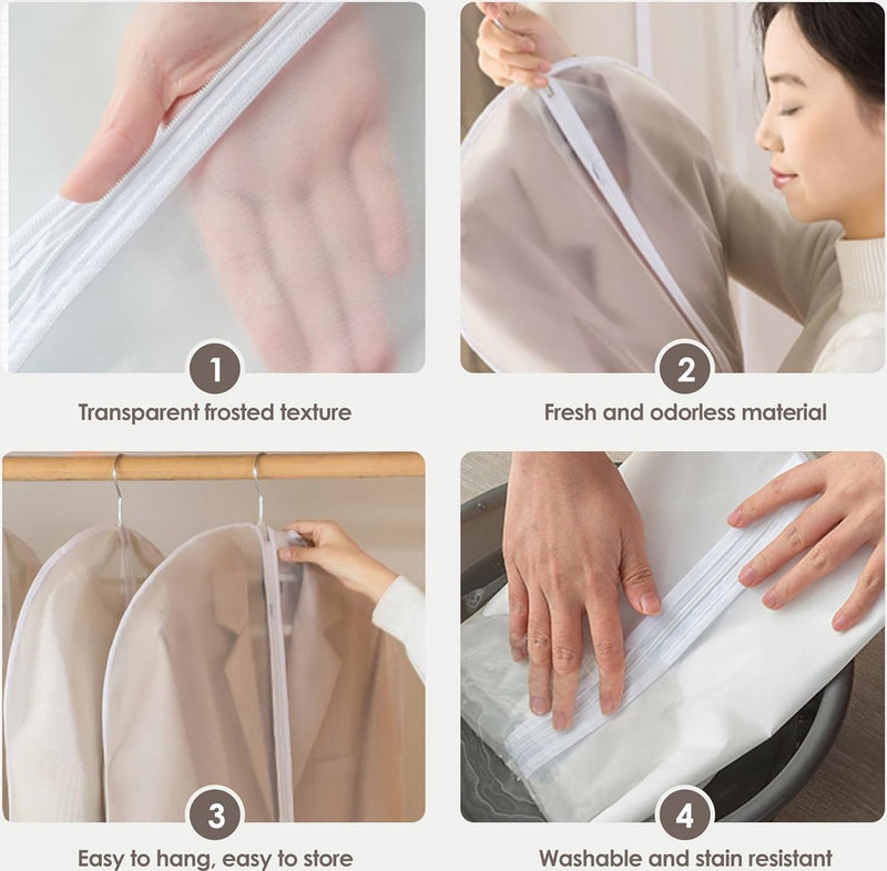 Doorzichtige kledingzakken voor het ophangen van kleding, 40" pakzakken voor kastopslag, stofdichte plastic pakzakken, kledingbeschermingszakken met ritssluiting