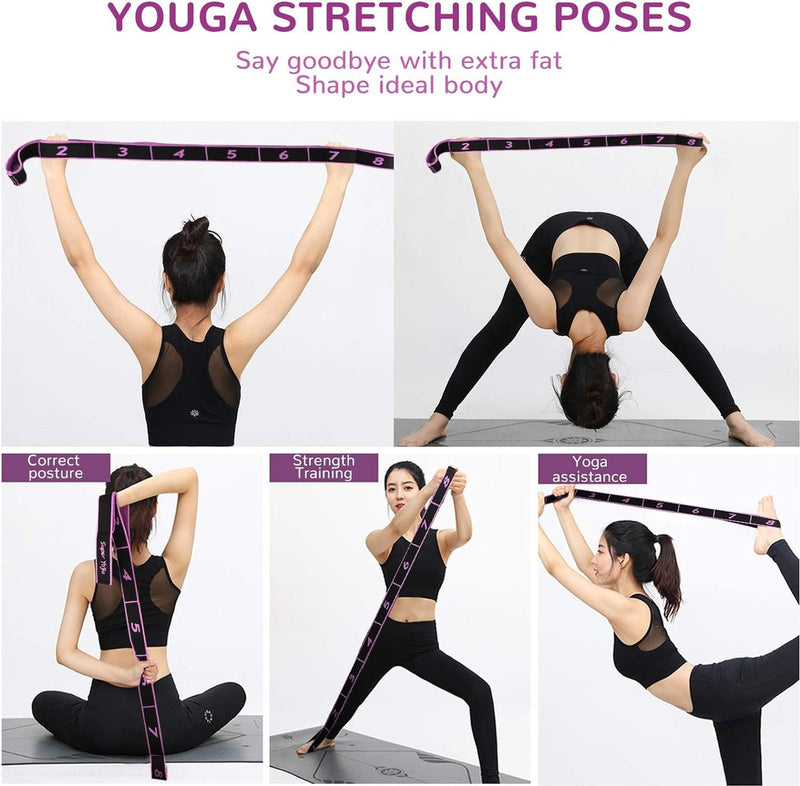 Yoga stretchband, yoga stretchband met 8 lussen yoga stretchband fitness pilates fysiotherapie stretchband voor asana's stretch stretch
