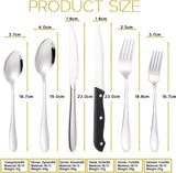 Bestekset voor 6 personen, 36-delige roestvrijstalen bestekset, bestek inclusief mes/vork/lepel/steakmessen, spiegelgepolijst, vaatwasmachinebestendig
