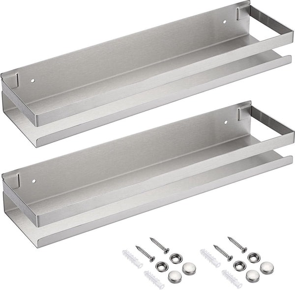 Set van 2 roestvrijstalen wandplanken van 40 cm met schroeven Plank Zilveren wandplanken Wandplanken Decoratieve planken