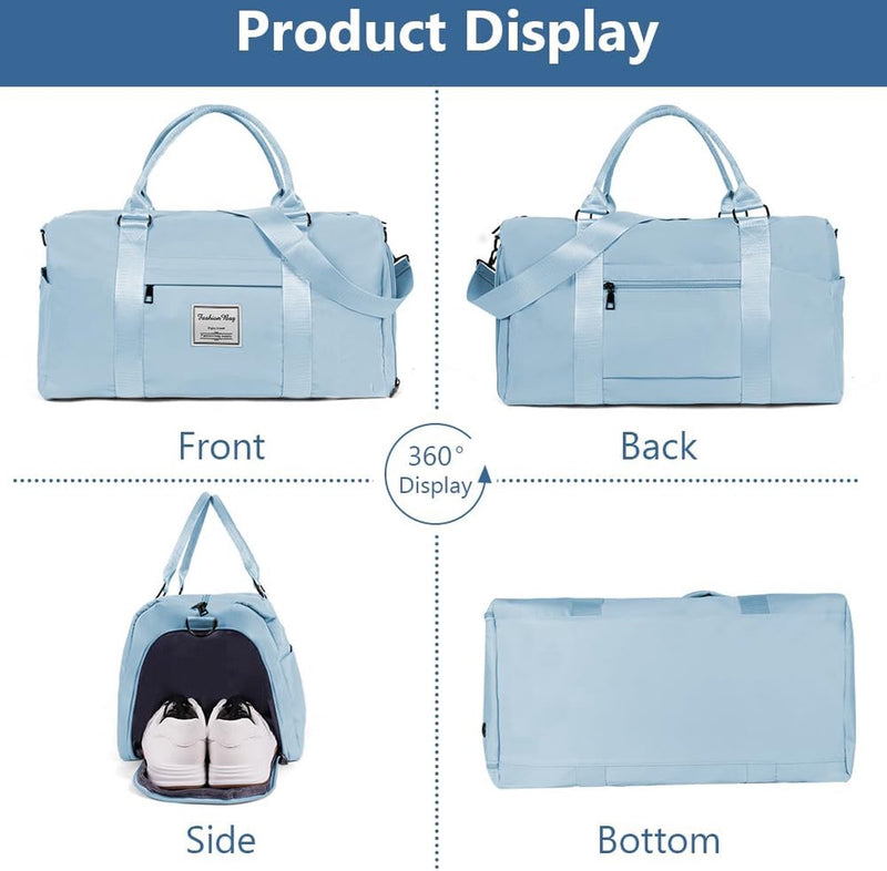 Sports Bag, Travel Duffel Bag, Sports Duffel Bag with Shoe Compartment & Wet Compartment, Waterproof Overnight Bag, Travel Bag, Luggage Bag for Sports & Travel for Men and Women, #2 Blue, 1