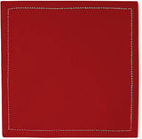 Katoenen servetten met holle zoom, set van 4 | effen dieprood kleur | afmetingen 43 x 43 cm | servetten voor eettafel decoratie - wasbaar en herbruikbaar