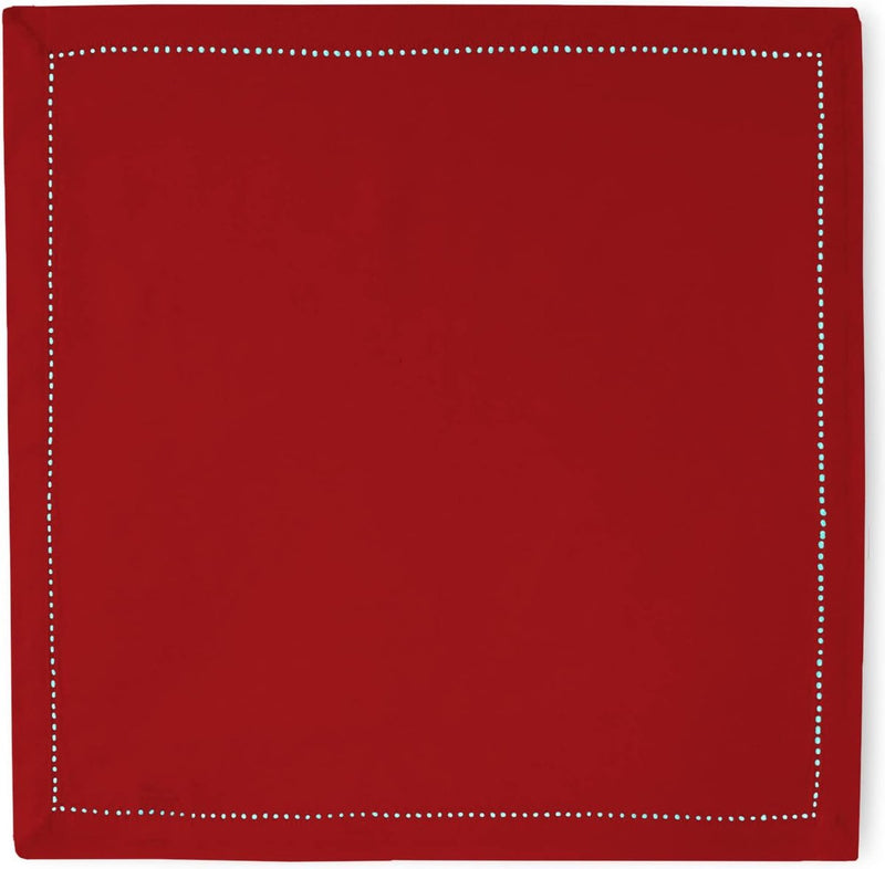 Katoenen servetten met holle zoom, set van 4 | effen dieprood kleur | afmetingen 43 x 43 cm | servetten voor eettafel decoratie - wasbaar en herbruikbaar