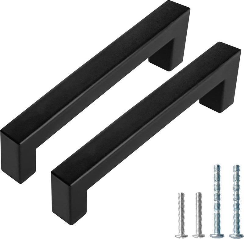 Meubelgrepen, 10 stuks, 96 mm, zwart, handgrepen voor keukenkasten, keukengrepen, moderne ladegrepen, kledingkast, kastgrepen, roestvrij staal, keuken, rechthoekig, handgrepen
