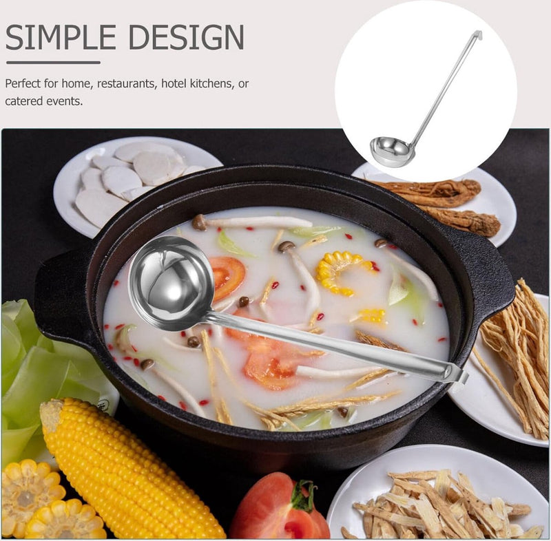 Soeplepel roestvrijstalen keukengerei lange steel keukenlepel lepel met haak voor het ophangen van serveergerei 13 cm