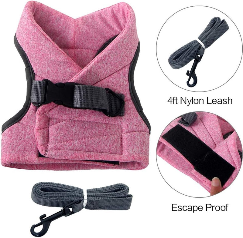 Cat Harness and Leash, Ultra-Light, Escape-Proof, Adjustable, Soft Mesh Fabric, Padded, Running Vest, Jacket for Kittens, Pets, Puppies, m, Pink
