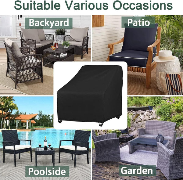 2 stuks beschermhoes voor tuinstoelen, afdekking voor tuinmeubelen, 420D Oxford, waterdicht, winddicht, uv-bescherming, voor tuinstoel, stapelstoelen