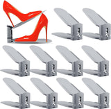 10 stuks verstelbare schoenenrekken, schoenenhouderset, 3 in hoogte verstelbaar, afneembaar, ruimtebesparend, antislip, kunststof (grijs)