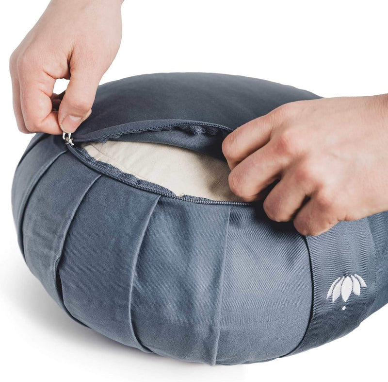 Zafu kussen kapok Delight - zithoogte 15 cm - Zafu meditatiekussen yogakussen met kapokvulling - wasbare overtrek van biologisch katoen - Yoga Zafukussen