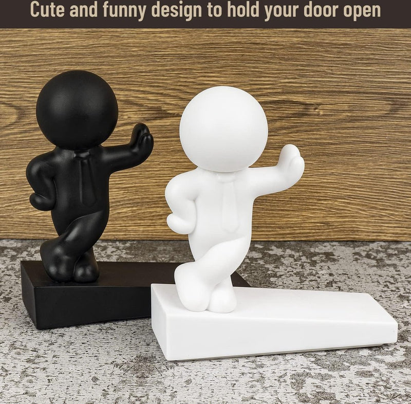 2 stuks decoratieve buddy-deurstopper, effectief om uw deur open te houden, zwart en wit