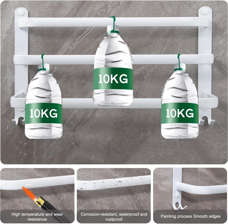 Handdoekstang, groot, zonder boren/stansen, 60 cm, meerlaags aluminium, handdoekhouder, wandrek, wandmontage, wandmontage, wandhanddoekhouder, 3 verdiepingen, badhanddoekstang voor badkamer en keuken