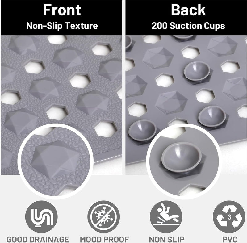 100 x 40 cm badmat antislip douchemat badmat antislip badmat machinewasbaar (grijs)