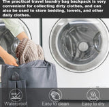 Waszak, opvouwbare waszak voor op reis, 80 liter, vuile was, met 2 gevoerde schouderbanden, camping, waszak met koordsluiting, groot voor op reis